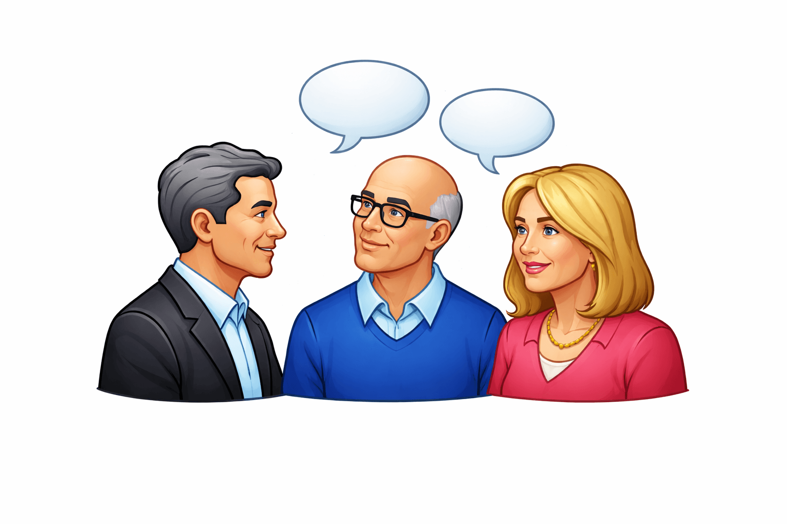 Three people in conversation illustrating the Connection pillar